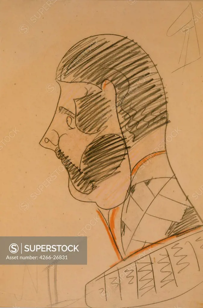 Emperor Alexander II by Vrubel, Mikhail Alexandrovich (1856-1910)  State Russian Museum, St. Petersburg  Russia  Pencil, sanguine on paper  Graphic arts  Portrait