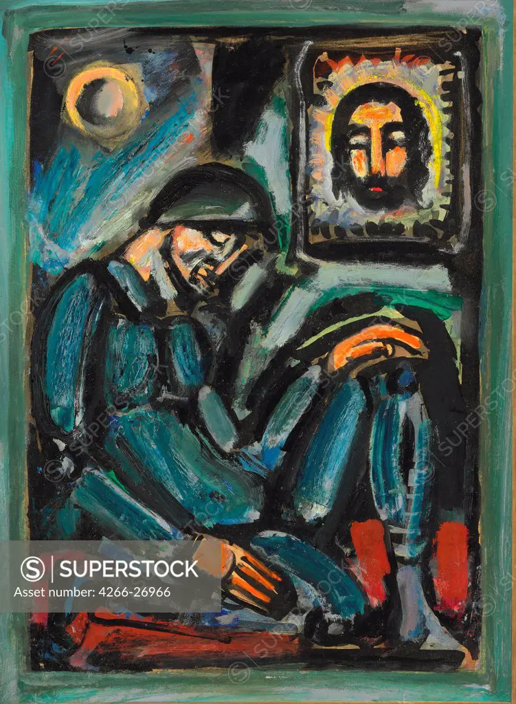 Le blesse III by Rouault, Georges (1871-1958)  Private Collection  France  Oil on paper  Painting  Bible