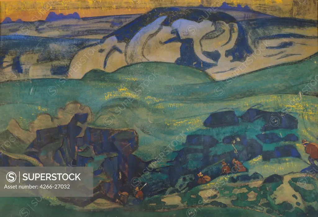 Tchud tribe gone underground by Roerich, Nicholas (1874-1947)  State Open-air Museum of History and Architecture Novgorodian Kremlin, Novgorod  1913  Russia  Tempera on canvas  Painting  Mythology, Allegory and Literature