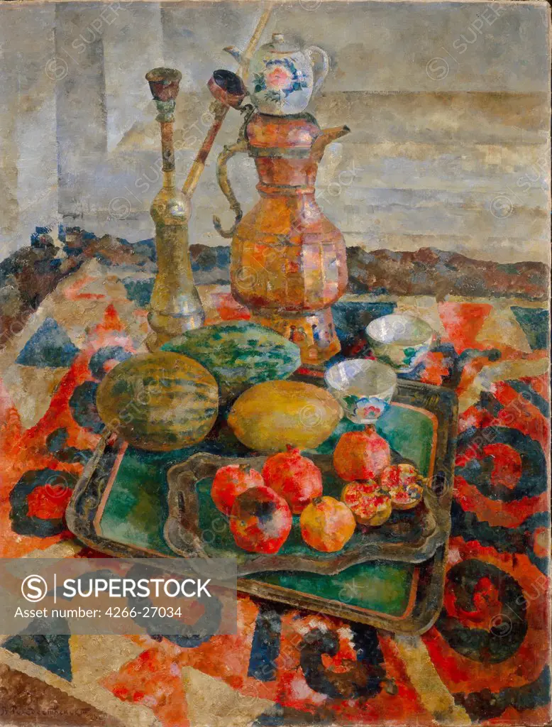 Asian Tea by Rozhdestvensky, Vasili Vasilyevich (1884-1963)  State Russian Museum, St. Petersburg  1926  Russia  Oil on canvas  Painting  Still Life
