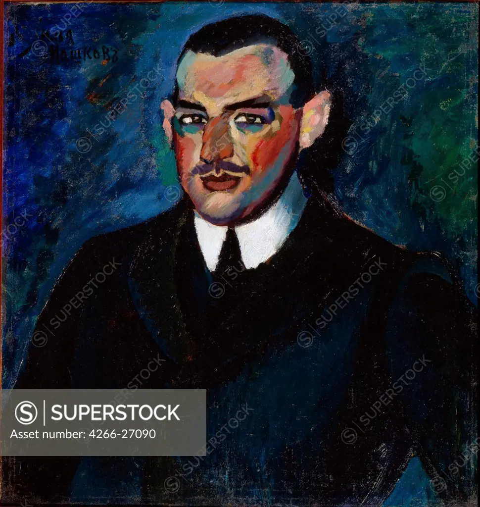 Portrait of a man by Mashkov, Ilya Ivanovich (1881-1958)  State Art Museum, Yaroslavl  c. 1910  Russia  Oil on canvas  Painting  Portrait