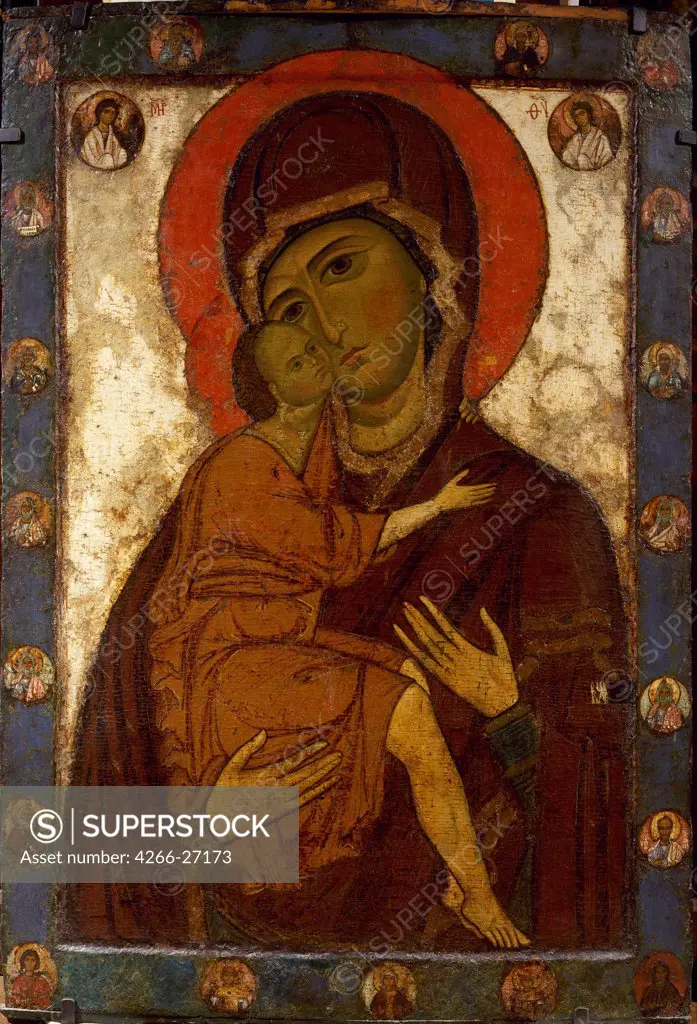 The Virgin of Belozersk by Russian icon   / State Russian Museum, St. Petersburg / Russian icon painting / Early 13th cen. / Russia, Novgorod School / Tempera on panel / Bible / 155x106
