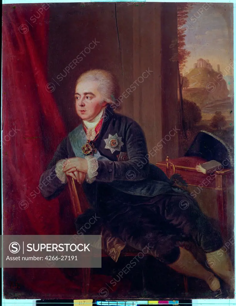Portrait of the Vice-chancellor Prince Alexander Kurakin (1752-1818) by Guttenbrunn, Ludwig (1750-1819) / State Hermitage, St. Petersburg / Classicism / 1801 / Austria / Oil on canvas / Portrait / 40x31