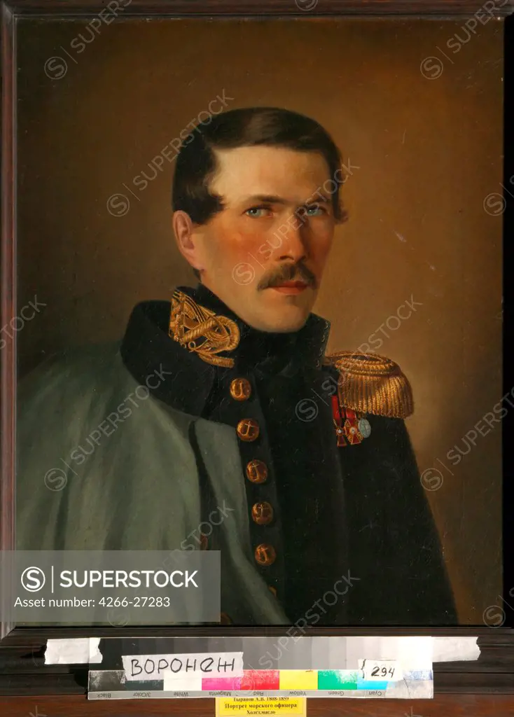 Portrait of of a Marine Officer by Tyranov, Alexei Vasilyevich (1808-1859) / Regional I. Kramskoi Art Museum, Voronezh / Romanticism /  / Russia / Oil on canvas / Portrait / 63,5x53,5