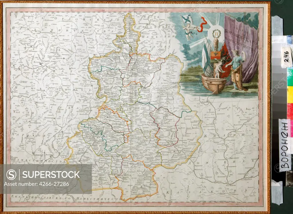 Map of Voronezh Governorate by Wilbrecht (Wildbrecht), Alexander (1757-1823) / Regional I. Kramskoi Art Museum, Voronezh / Cartography / 1792 / Russia / Aquatint / History /