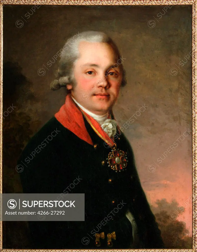 Portrait of Alexander Dmitriyevich Arsenyev by Borovikovsky, Vladimir Lukich (1757-1825) / State Hermitage, St. Petersburg / Neoclassicism / 1796-1797 / Russia / Oil on canvas / Portrait / 74x58