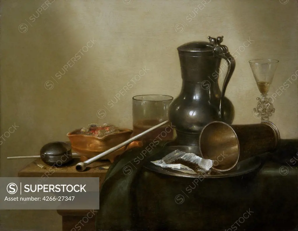 Tobacco Still Life by Heda, Willem Claesz (1594-1680) / Los Angeles County Museum of Art / Baroque / 1637 / Holland / Oil on wood / Still Life / 41,9x54,6