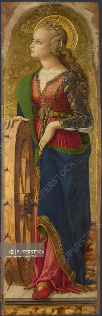 Saint Catherine of Alexandria by Crivelli, Carlo (c. 1435-c. 1495) / National Gallery, London / Renaissance / 1476 / Italy, School of Umbria / Tempera on panel / Bible / 137,5x40