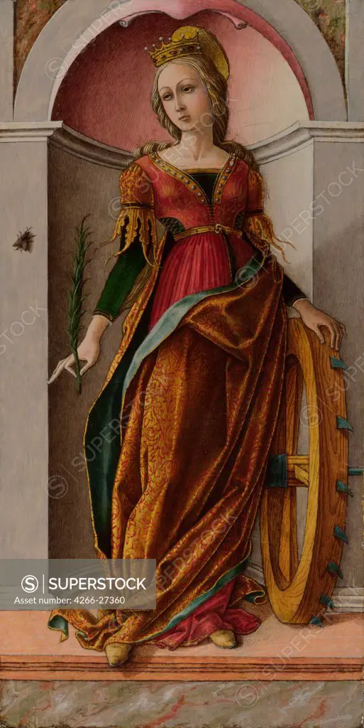 Saint Catherine of Alexandria by Crivelli, Carlo (c. 1435-c. 1495) / National Gallery, London / Renaissance / c. 1492 / Italy, School of Umbria / Tempera on panel / Bible / 38x19