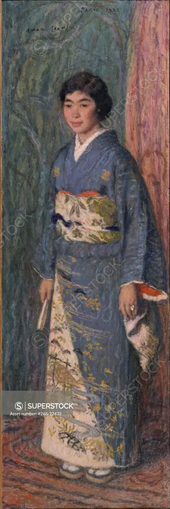 Portrait of a Japanese Woman (Mrs. Kuroki) by Aman-Jean, Edmond Francois (1858-1936) / National Museum of Western Art, Tokyo / Symbolism / 1922 / France / Oil on canvas / Portrait / 185x62