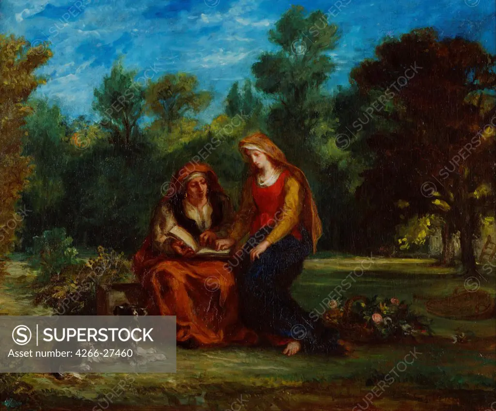 The Education of the Virgin by Delacroix, Eugene (1798-1863) / National Museum of Western Art, Tokyo / Romanticism / 1852 / France / Oil on canvas / Bible / 46x55,5