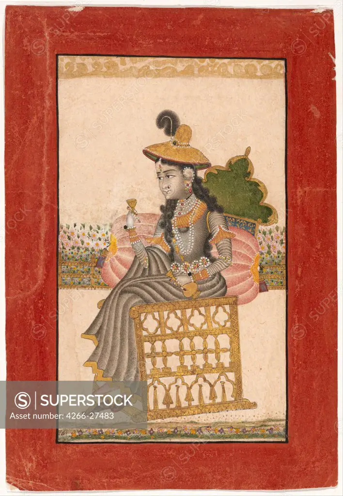 A Bejeweled Lady by Anonymous   / Museum of Fine Arts, Houston / The Oriental Arts /  / India, Mughal school / Gouache on paper / Genre / 18,4x12,7