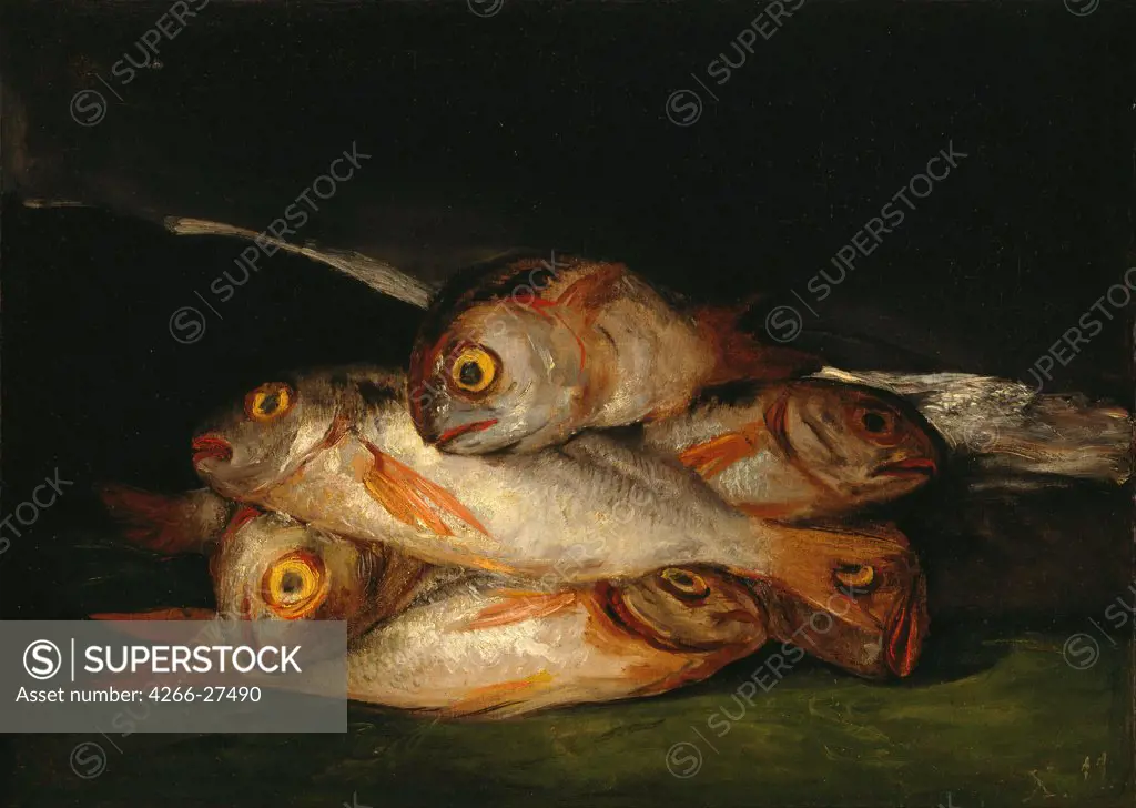 Still Life with Golden Bream by Goya, Francisco, de (1746-1828) / Museum of Fine Arts, Houston / Classicism / 1808-1812 / Spain / Oil on canvas / Still Life / 44x62