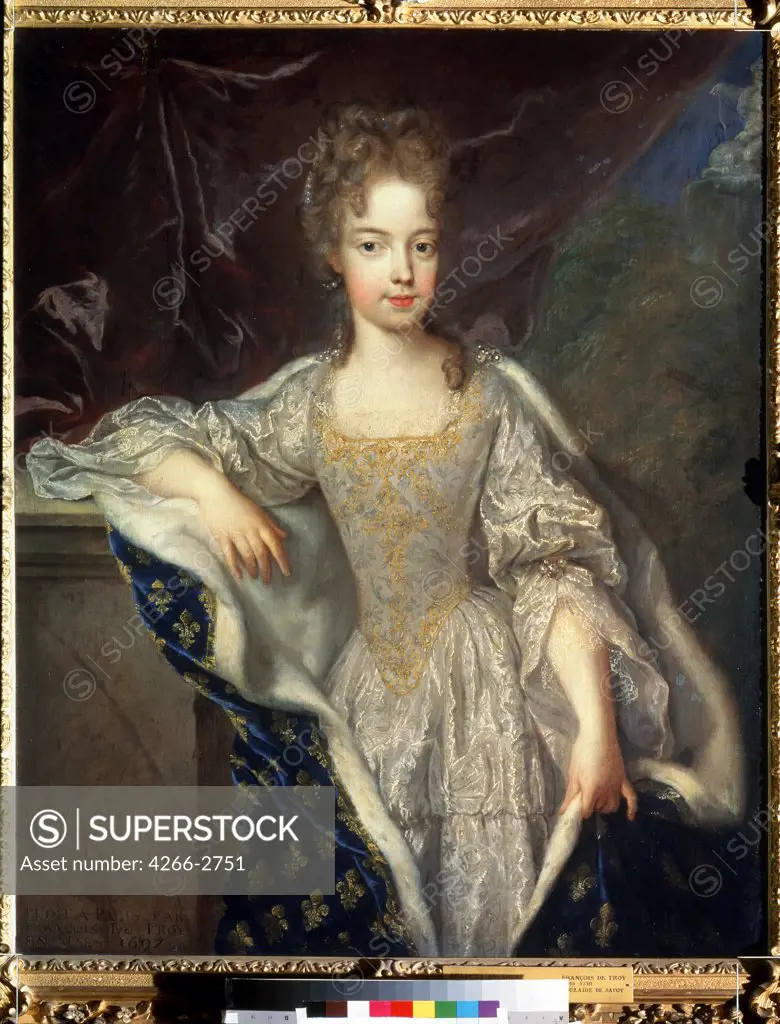 Portrait of Marie-Adelaide of Savoy by Francois Troy, oil on canvas, 1697, 1645-1730, Russia, Moscow, State Pushkin Museum of Fine Arts, 98x79