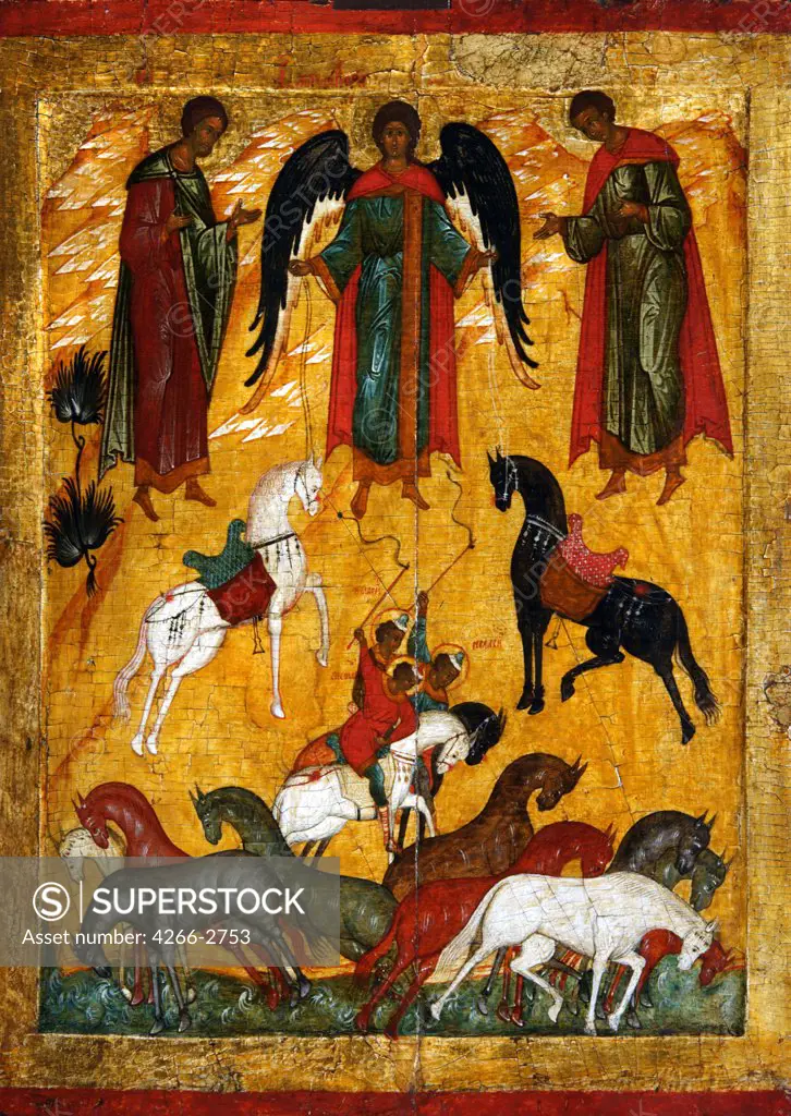 Russian icon by unknown painter, tempera on panel, 16th century, Novgorod School, Russia, Moscow, State Tretyakov Gallery