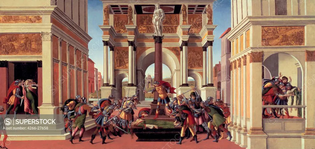 The Story of Lucretia by Botticelli, Sandro (1445-1510) / Isabella Stewart Gardner Museum, Boston / Renaissance / 1500 / Italy, Florentine School / Tempera on panel / Mythology, Allegory and Literature / 83,5x180