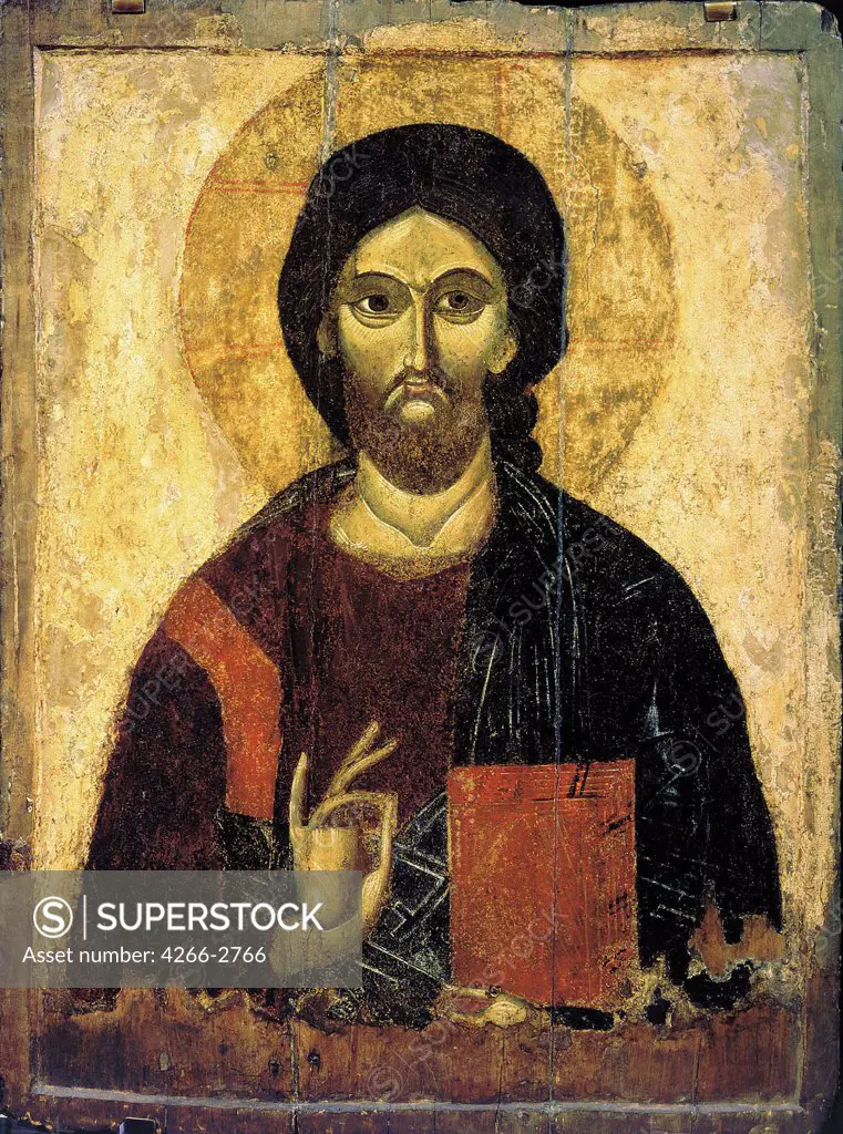 Jesus Christ, Russian icon, Tempera on panel, 13th century, Russia, Moscow, State Tretyakov Gallery, 110x80