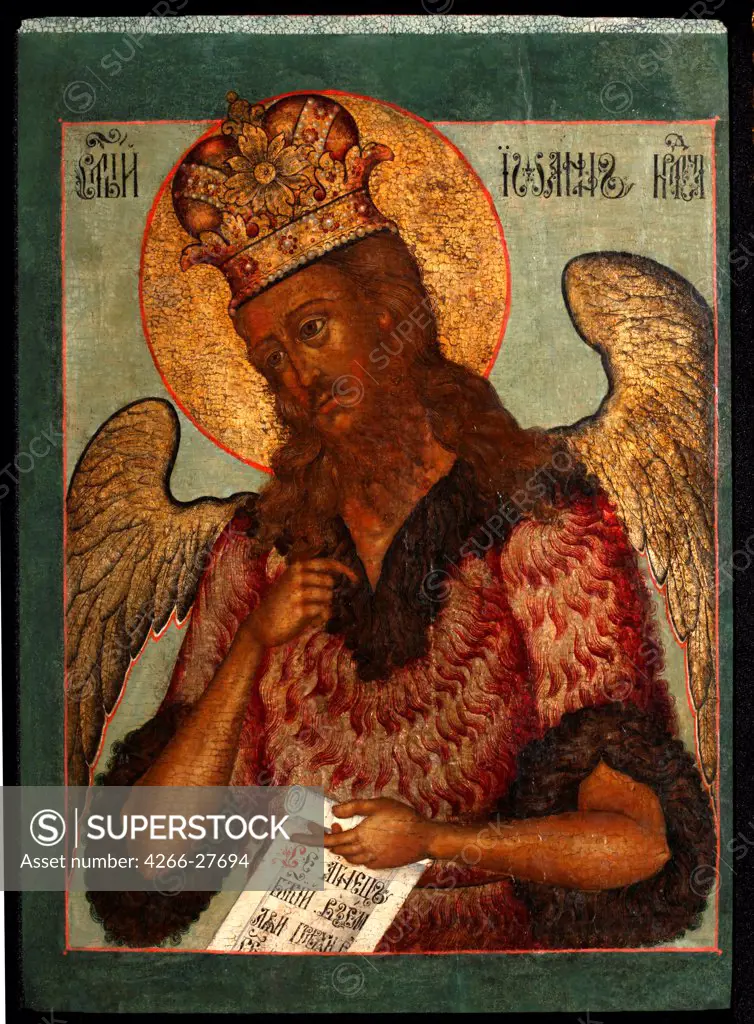 Saint John the Forerunner by Russian icon   / Private Collection / Russian icon painting / Second Half of the 17th cen. / Russia, Moscow School / Tempera on panel / Bible /