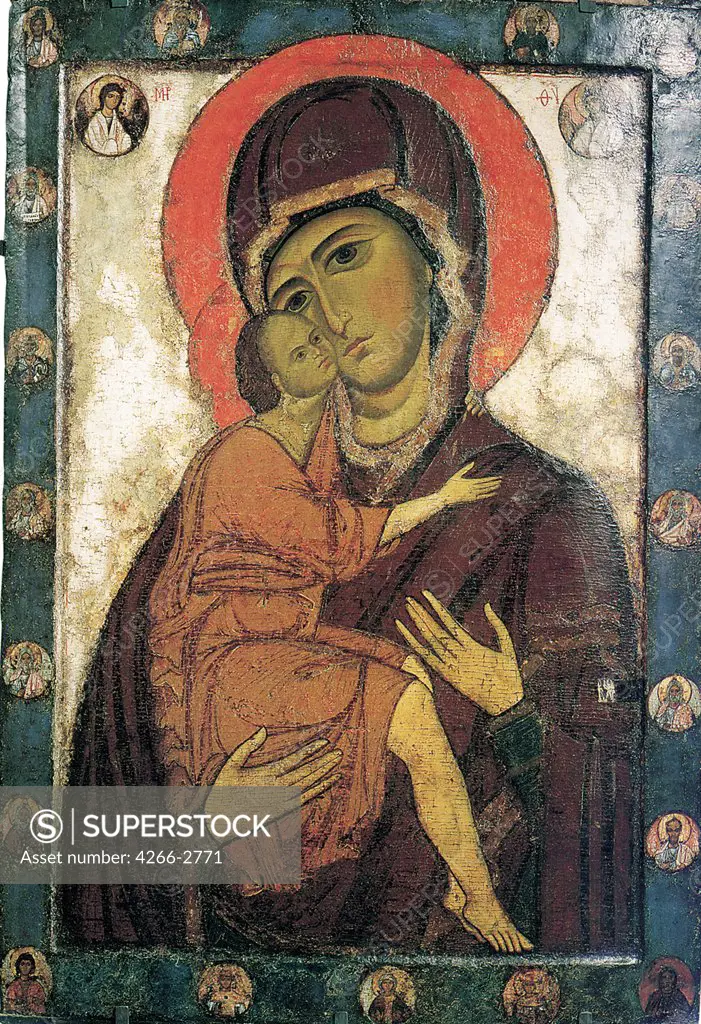 Virgin Mary, Russian icon, tempera on panel, 13th century, Russia, St. Petersburg, State Russian Museum, 155x106