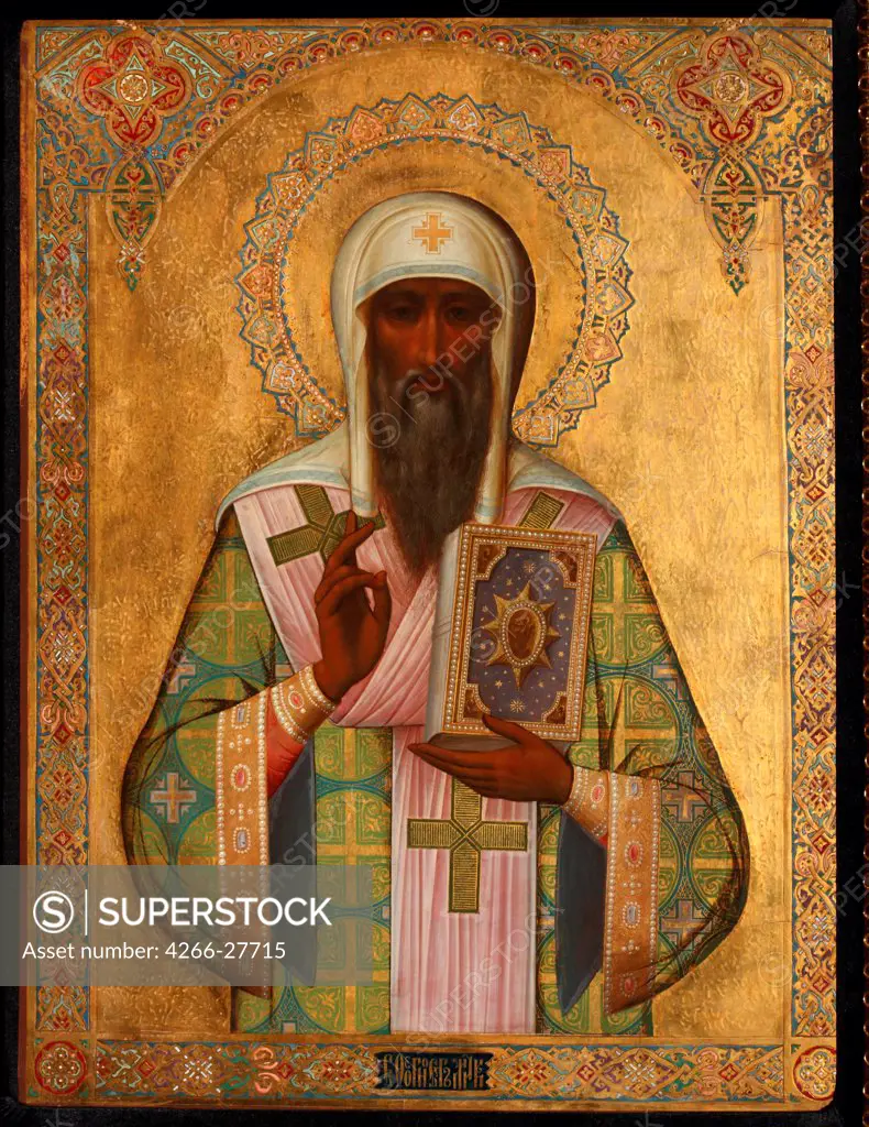 Metropolitan Theognostus of Kiev by Russian icon   / Private Collection / Russian icon painting / Early 20th cen. / Russia, Moscow School / Tempera on panel / Bible /