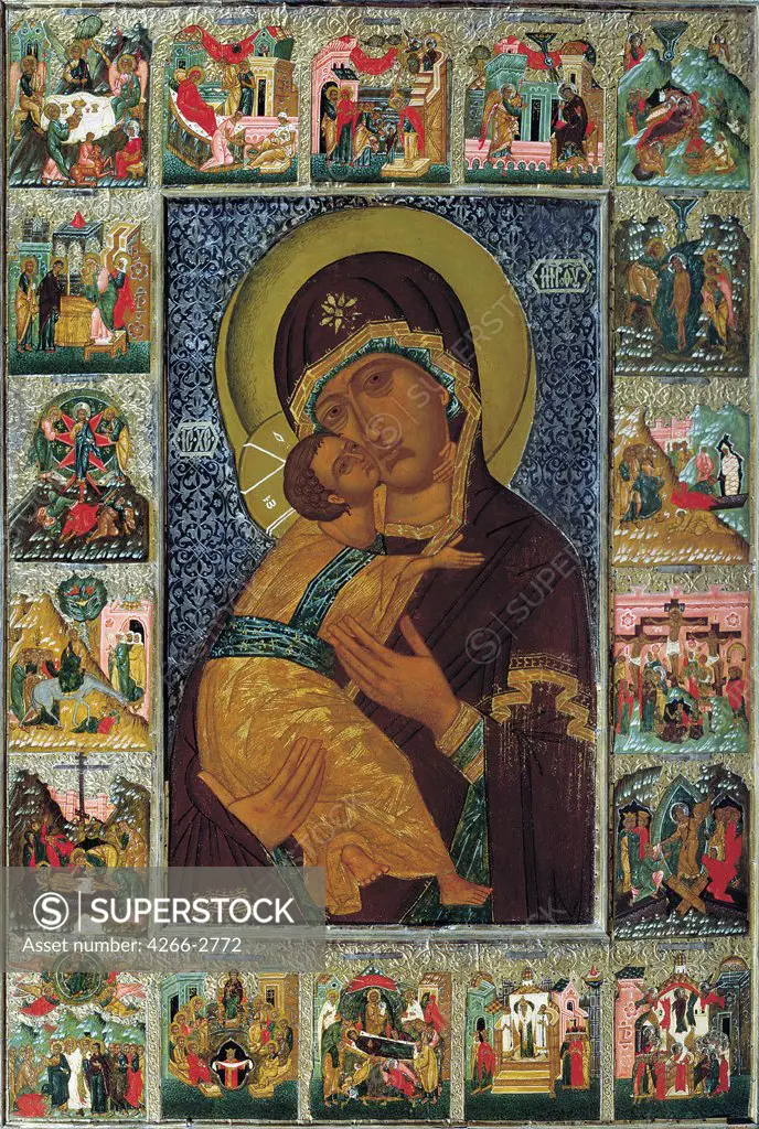 Virgin Mary, Russian icon, tempera on panel, 16th century, Russia, Solvychegodsk, Museum of History and Art, 104x70, 5