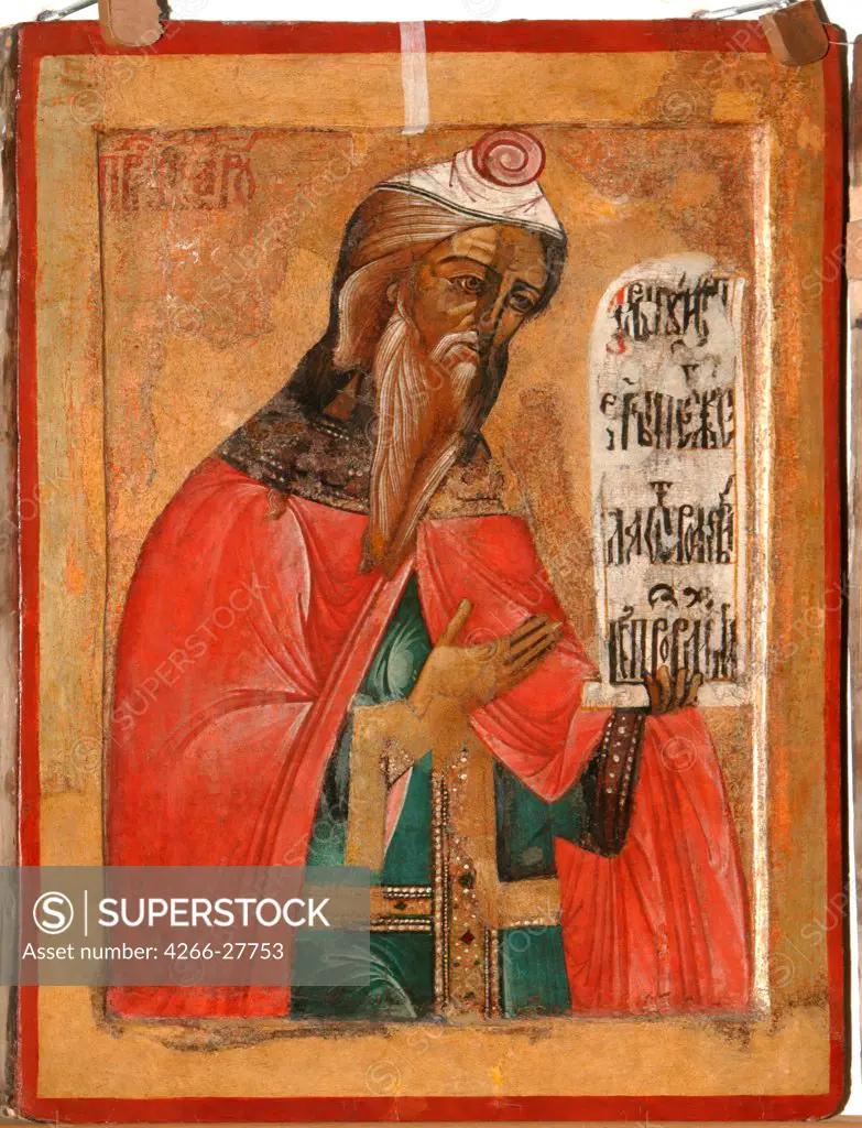 The Prophet Aaron by Fomin, Terenty (active 1646Ð1670) / State Open-air Museum Kirillo-Belozersky Monastery / Russian icon painting / 1645 / Russia, Northern School / Tempera on panel / Bible /