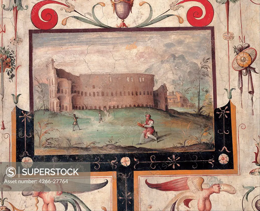 View of the Colosseum by Anonymous   / Musei Capitolini, Rome / Renaissance / 1544 / Italy / Fresco / Architecture, Interior,Landscape /