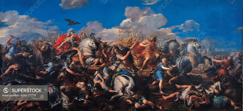 The Battle of Alexander Versus Darius by Cortona, Pietro da (1596-1669) / Musei Capitolini, Rome / Baroque / 1644-1655 / Italy, Roman School / Oil on canvas / Mythology, Allegory and Literature,History / 173x375