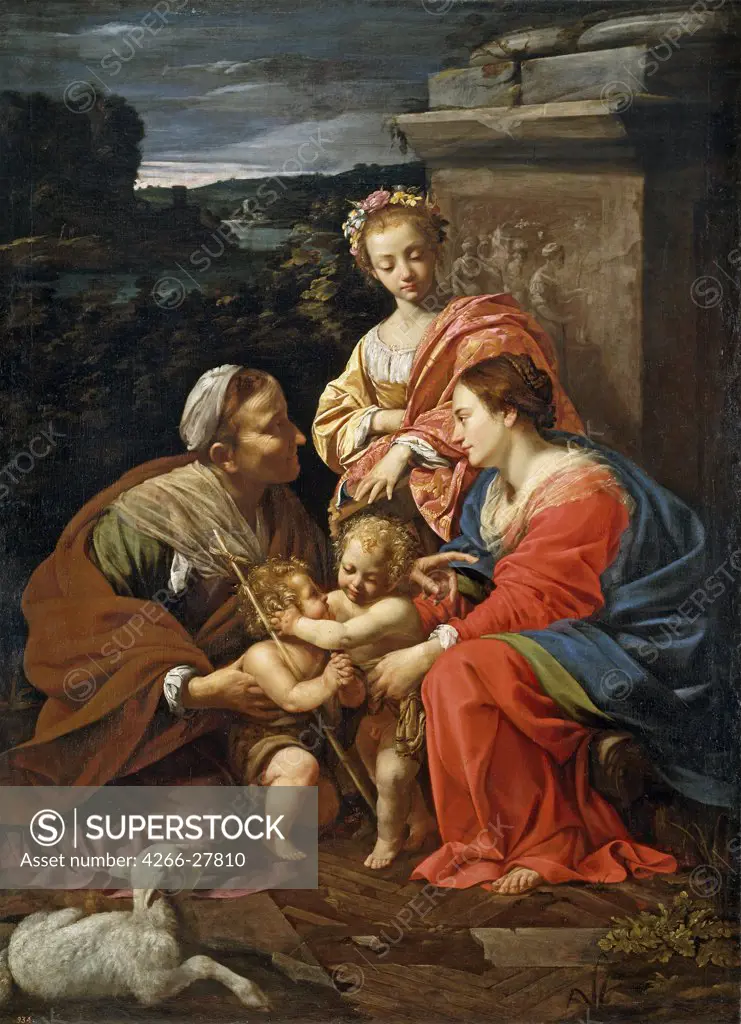 Virgin and child with John the Baptist as a Boy, Saint Elizabeth and Saint Catherine by Vouet, Simon (1590-1649) / Museo del Prado, Madrid / Baroque / 1625-1626 / France / Oil on canvas / Bible / 182x130