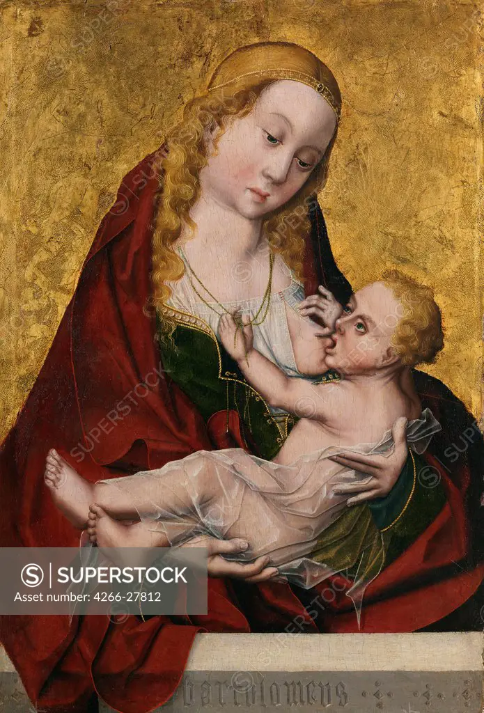 Tthe Virgin suckling the Child by Maestro Bartolome (active late 15th-century) / Museo del Prado, Madrid / Gothic / c. 1490 / Spain / Oil on wood / Bible / 52x35