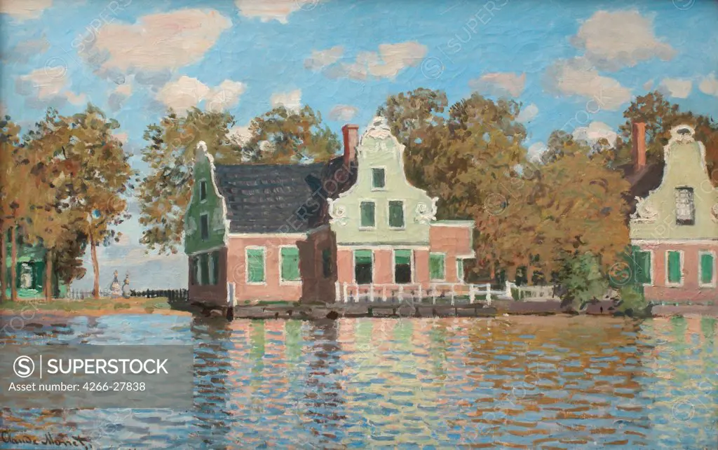 Houses at the bank of the river Zaan by Monet, Claude (1840-1926) / Stadtische Galerie im Stadelschen Kunstinstitut, Frankfurt am Main / Impressionism / 1871-1872 / France / Oil on canvas / Landscape / 48x74