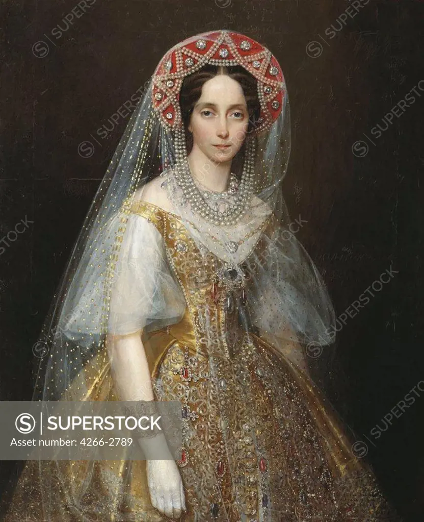 Maria Alexandrova by Ivan Kosmich Makarov, oil on canvas, 1840s, 1822-1897, Russia, Makhatchkala, State Art Museum of the Dagestan Republic