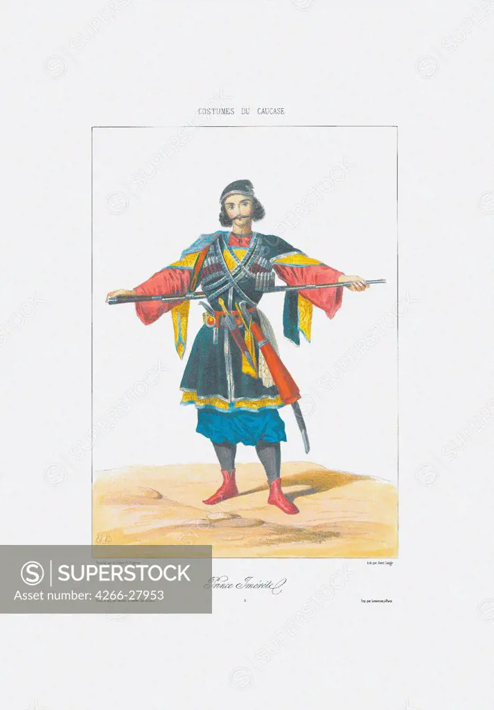 Prince of Imereti (From: Scenes, paysages, meurs et costumes du Caucase) by Gagarin, Grigori Grigorievich (1810-1893) / Russian State Library, Moscow / Book design / 1840 / Russia / Colour lithograph / Genre /