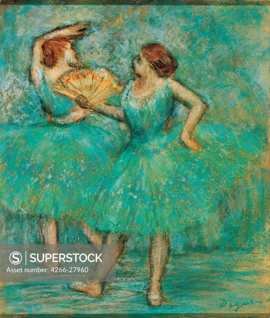 Two Dancers by Degas, Edgar (1834-1917) / Albertina, Vienna / Impressionism / c. 1905 / France / Pastel on cardboard / Music, Dance / 56x48