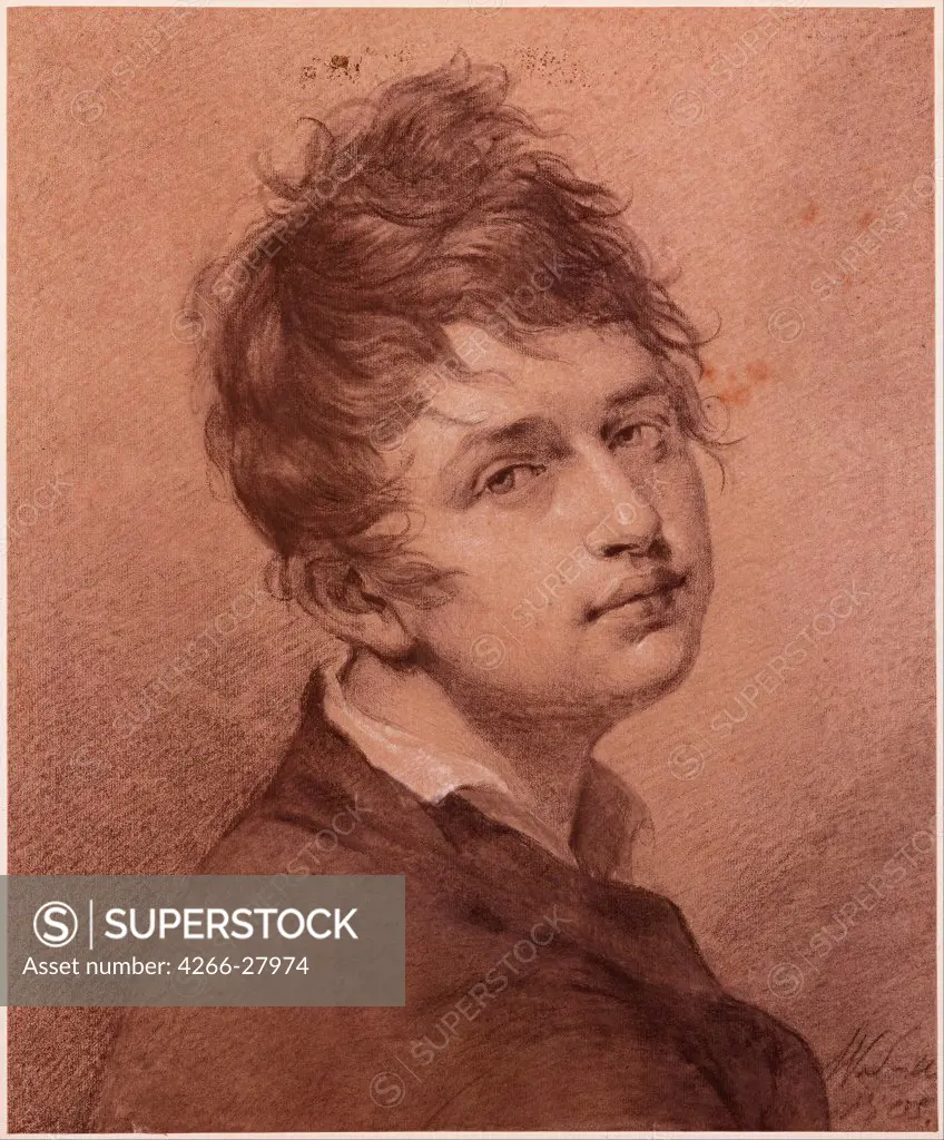 Self-portrait by Schadow, Friedrich Wilhelm, von (1788-1862) / Albertina, Vienna / Neoclassicism / 1805 / Germany / Coal, chalk on paper / Portrait / 37,9x31,2