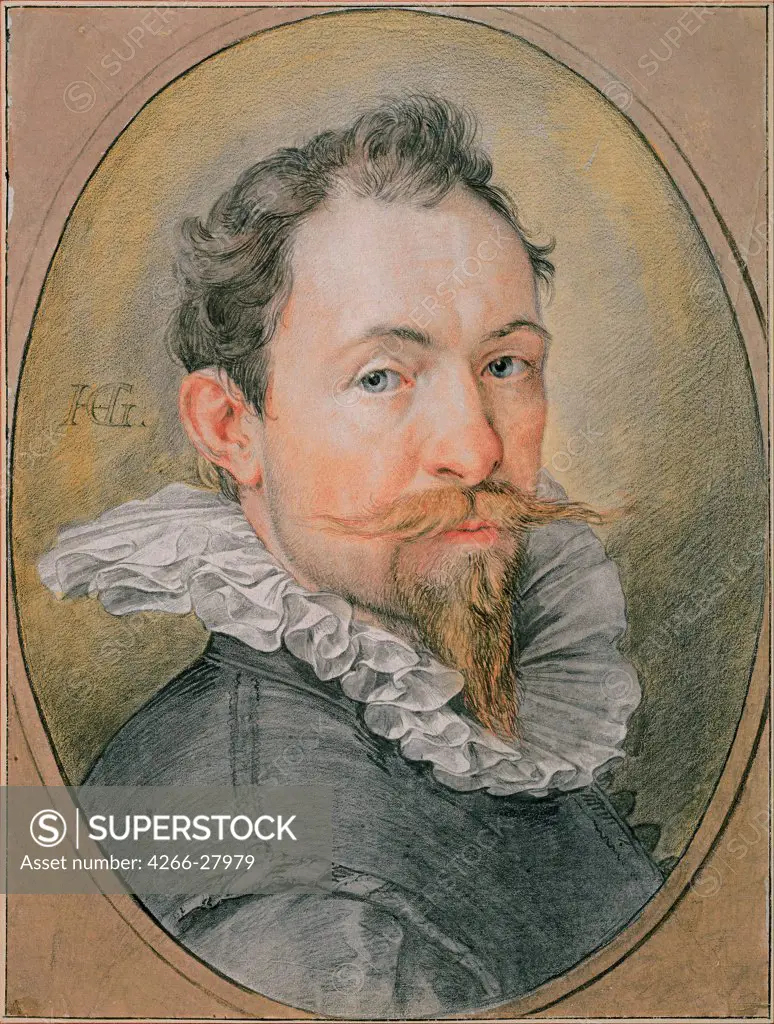 Self-portrait by Goltzius, Hendrick (1558-1617) / Albertina, Vienna / Baroque / ca 1594 / The Netherlands / Watercolour, white colour, black chalk on paper / Portrait / 42,7x32,2