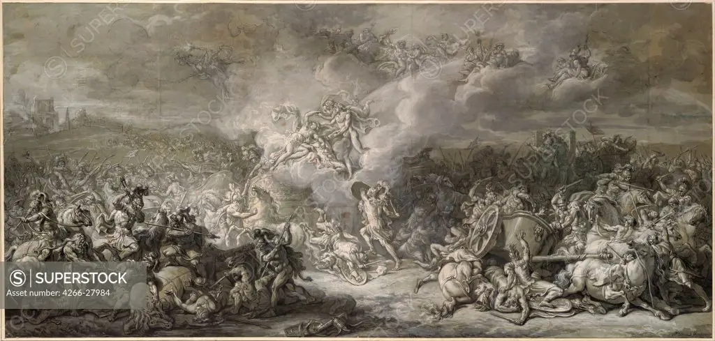 The Combat of Diomedes by David, Jacques Louis (1748-1825) / Albertina, Vienna / Neoclassicism / 1776 / France / Pen, brush, ink, white colour on paper / Mythology, Allegory and Literature / 111x203,5
