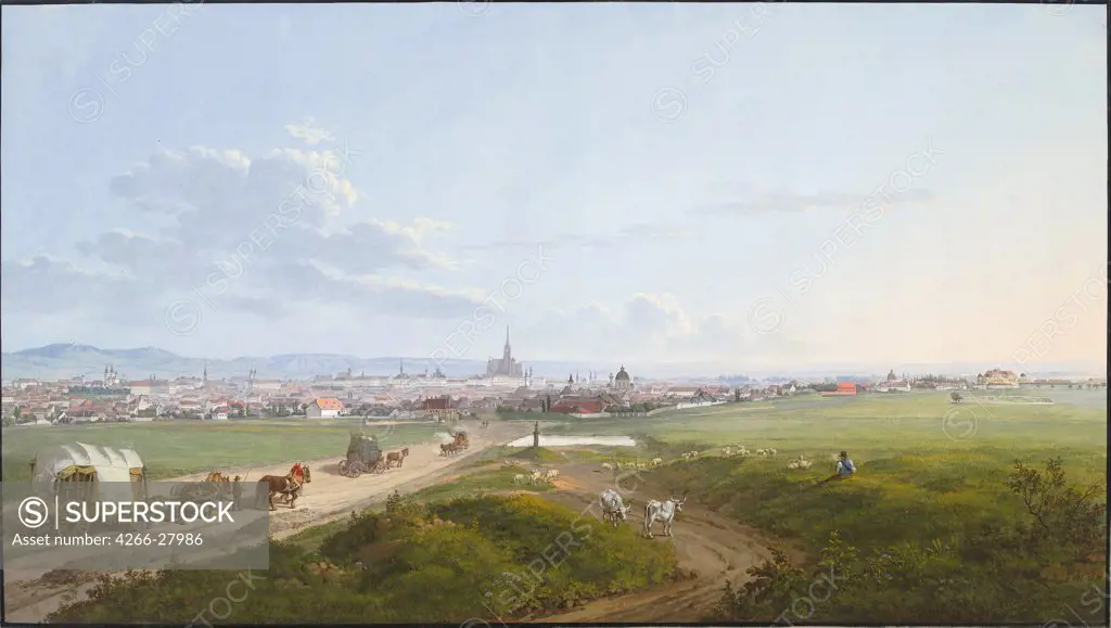 View of Vienna from the Spinner on the Cross by Alt, Jakob (1789-1872) / Albertina, Vienna / Romanticism / 1817 / Austria / Watercolour on paper / Landscape / 39,9x71