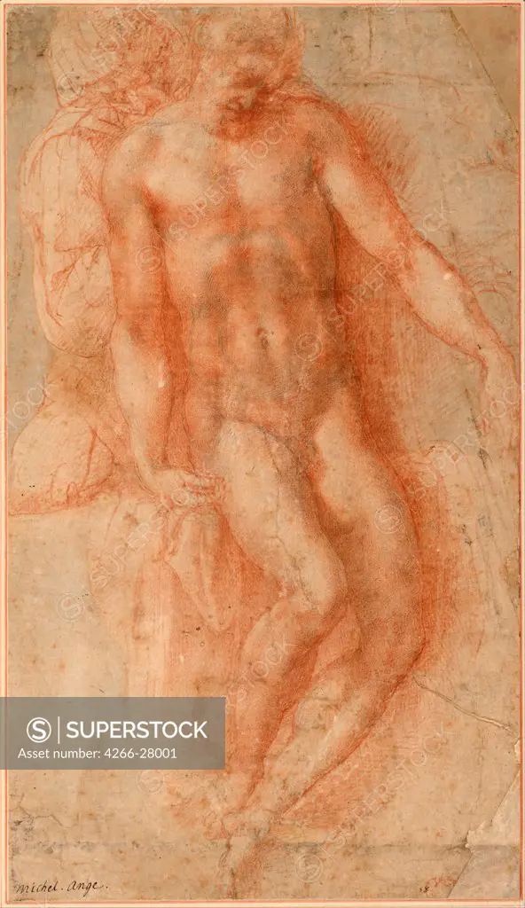 Pieta by Buonarroti, Michelangelo (1475-1564) / Albertina, Vienna / Renaissance / ca 1530-1536 / Italy, Florentine School / Sanguine, black and white chalk on paper / Bible / 41,1x23,4