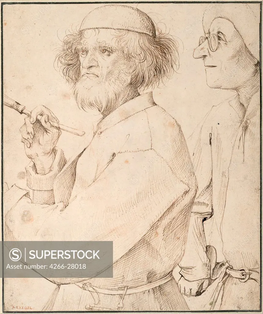 The Painter and the Buyer by Bruegel (Brueghel), Pieter, the Elder (ca 1525-1569) / Albertina, Vienna / Early Netherlandish Art / c. 1565 / The Netherlands / Pen, brown Indian ink on paper / Portrait,Genre / 25,5x21,5