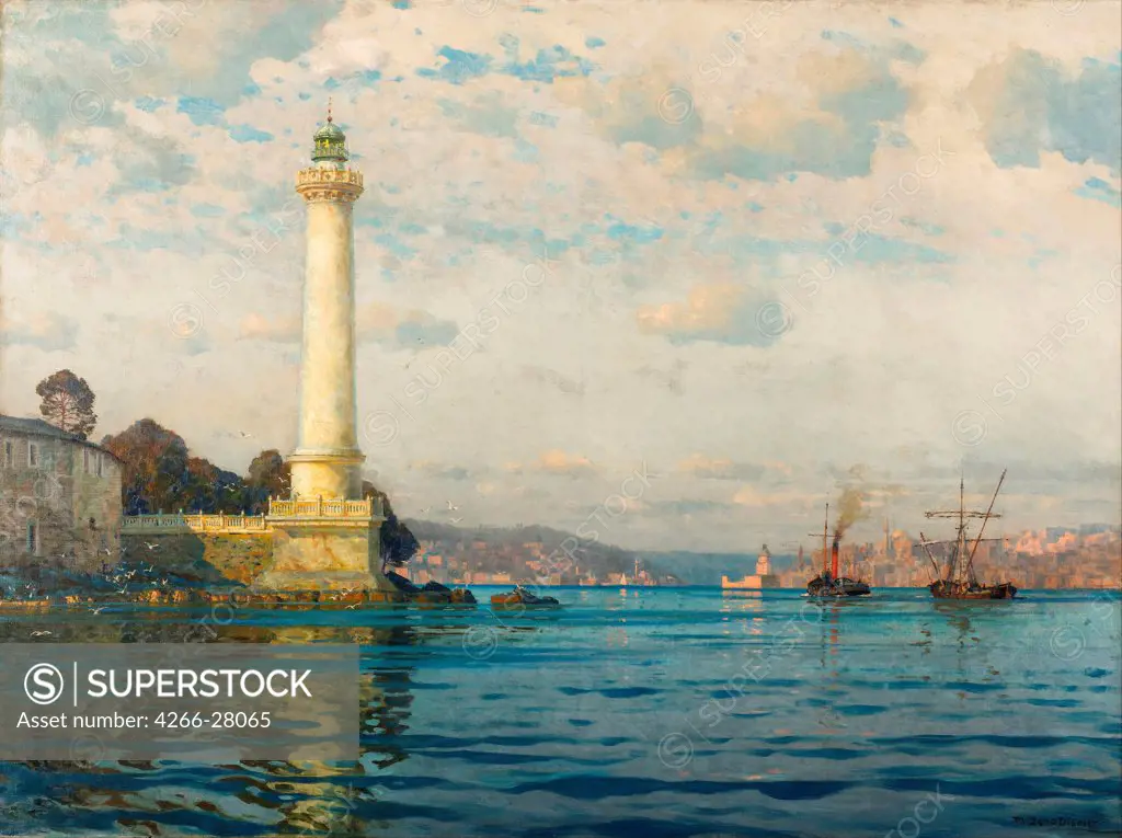 Ahirkapi Feneri Lighthouse by Diemer, Michael Zeno (1867-1939) / Pera Museum, Istanbul / Realism / Early 20th cen. / Germany / Oil on canvas / Landscape / 82,5x110