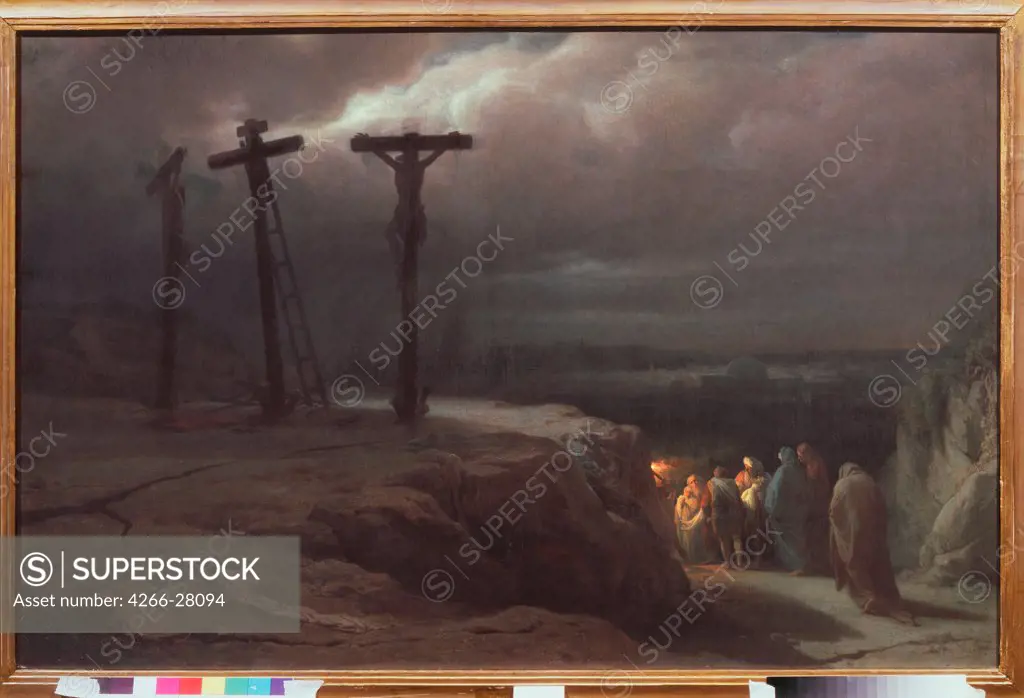 Night at Calvary by Vereshchagin, Vasili Petrovich (1835-1909) / State Tretyakov Gallery, Moscow / Russian Painting of 19th cen. / 1869 / Russia / Oil on canvas / Bible / 66,5x100