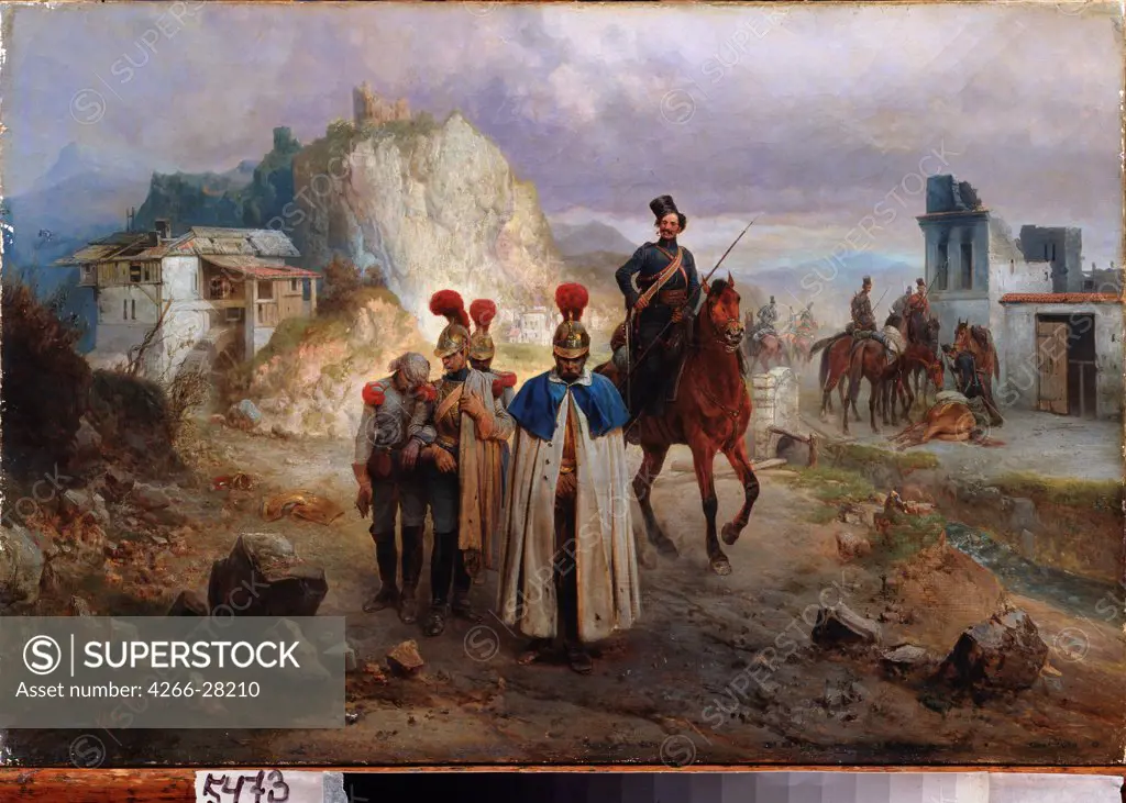 The captive French men in 1814 by Willewalde, Gottfried (Bogdan Pavlovich) (1818-1903) / Regional Art Gallery, Taganrog / Russian Painting of 19th cen. / 1885 / Russia / Oil on canvas / History / 40,5x60,5