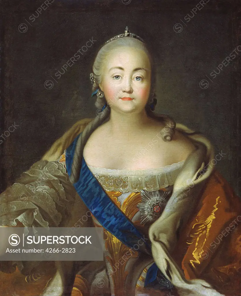 Portrait of Elisabeth I by Ivan Petrovich Argunov, oil on canvas, 1750s-1760s, 1729-1802, Russia, Moscow, Museum Palace Theatre Ostankino, 86, 5x71, 5