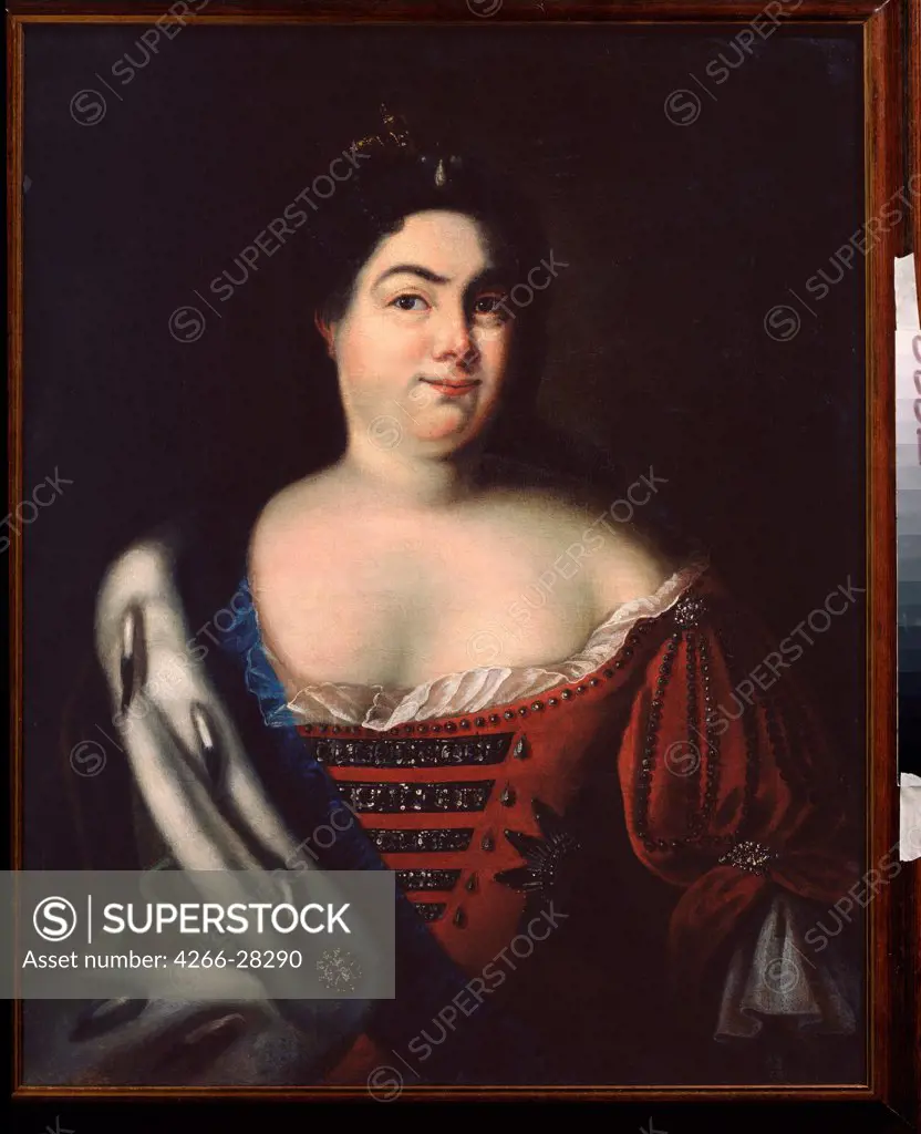 Portrait of Empress Catherine I. (1684-1727) by Wedekind, Johann-Heinrich (1674-1736) / State Open-air Museum Oranienbaum / German Painting of 18th cen. / Early 18th cen. / Germany / Oil on canvas / Portrait / 83,3x66
