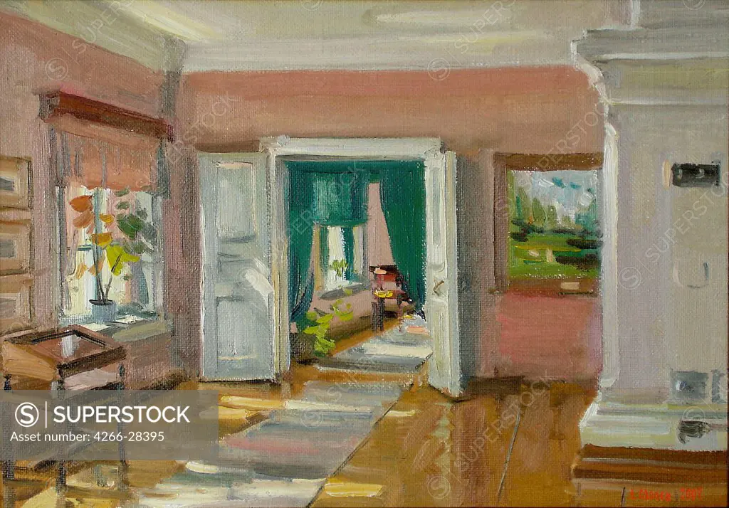 Interior in the Vasnetsov's House in Ryabovo by Molev, Evgeny Borisovich (*1956) / Private Collection / Realism / 2007 / Russia / Oil on canvas / Architecture, Interior /
