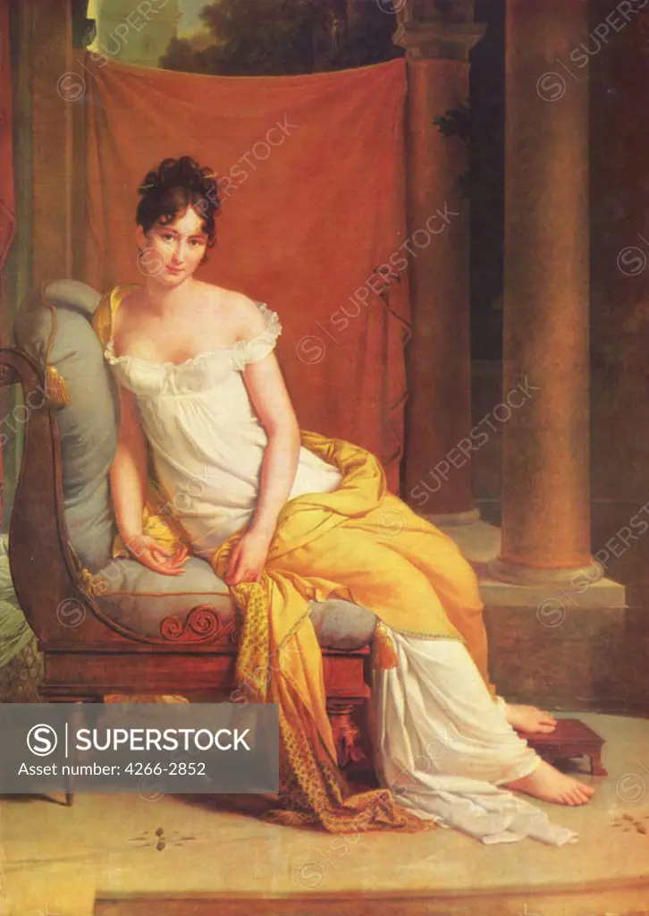 Portrait of Julie Recamier by Francois Pascal Simon Gerard, oil on canvas, 1802, 1770-1837, France, Paris, Musee Carnavalet, 225x145