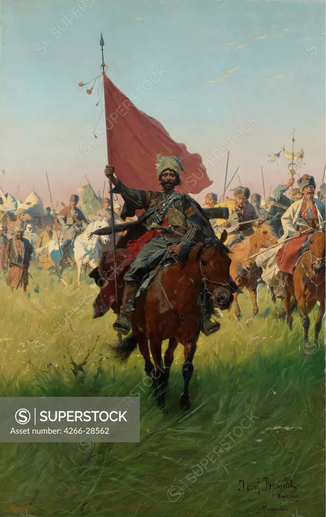 Song of the Cossack victors by Brandt, Jozef (1841-1915) / Private Collection /Poland / Oil on canvas / Genre / 155,5x98,4