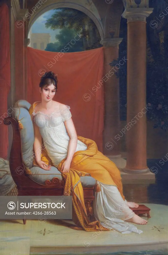 Portrait of Julie Recamier by Gerard, Francois Pascal Simon (1770-1837) / Private Collection / after 1805 / France / Oil on canvas / Portrait / 75,5x51