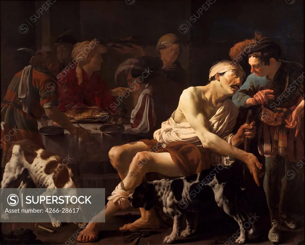 The Rich Man and the Poor Lazarus by Terbrugghen, Hendrick Jansz (1588-1629) / Centraal Museum, Utrecht / 1625 / Holland / Oil on canvas / Bible / 167,7x208